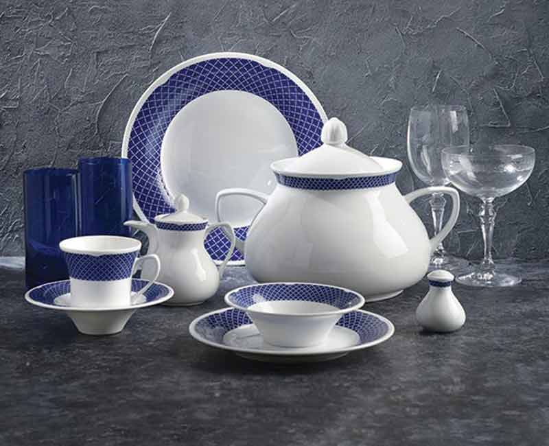 zarin porclain shahrzad 108 Blue Marine model 108 pcs perfect grade Catering and catering